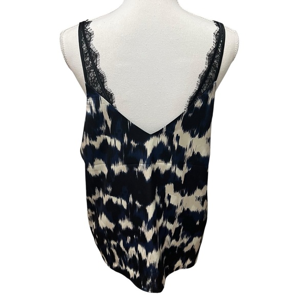 Express Y2K Womens Blouse Pullover Abstract Print Sleeveless Blue Black Medium - Picture 3 of 13